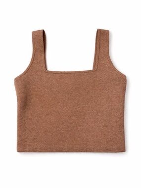 Abercrombie & Fitch Brown Knit Crop Tank XS Square Neck Sweater Top